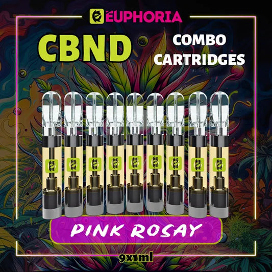 Nouă CBND Cartuș Vape de la E-Euphoria România, conținând 1ml cu 95% CBND și miros de terpene Pink Rozay, aroma de trandafir pentru un efect relaxant.