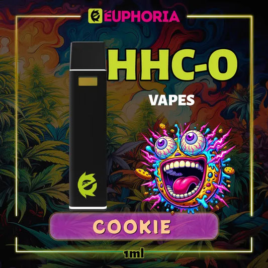 Un HHCO Vape de la E-Euphoria România, conținând 1ml cu 95% și miros de terpene Biscuită, aromă de biscuiți pentru un efect euforic.